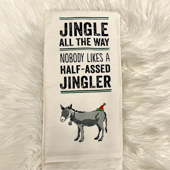 Primitives by Kathy Jingle All The Way Donkey Tea Towel - Picture 1 of 4